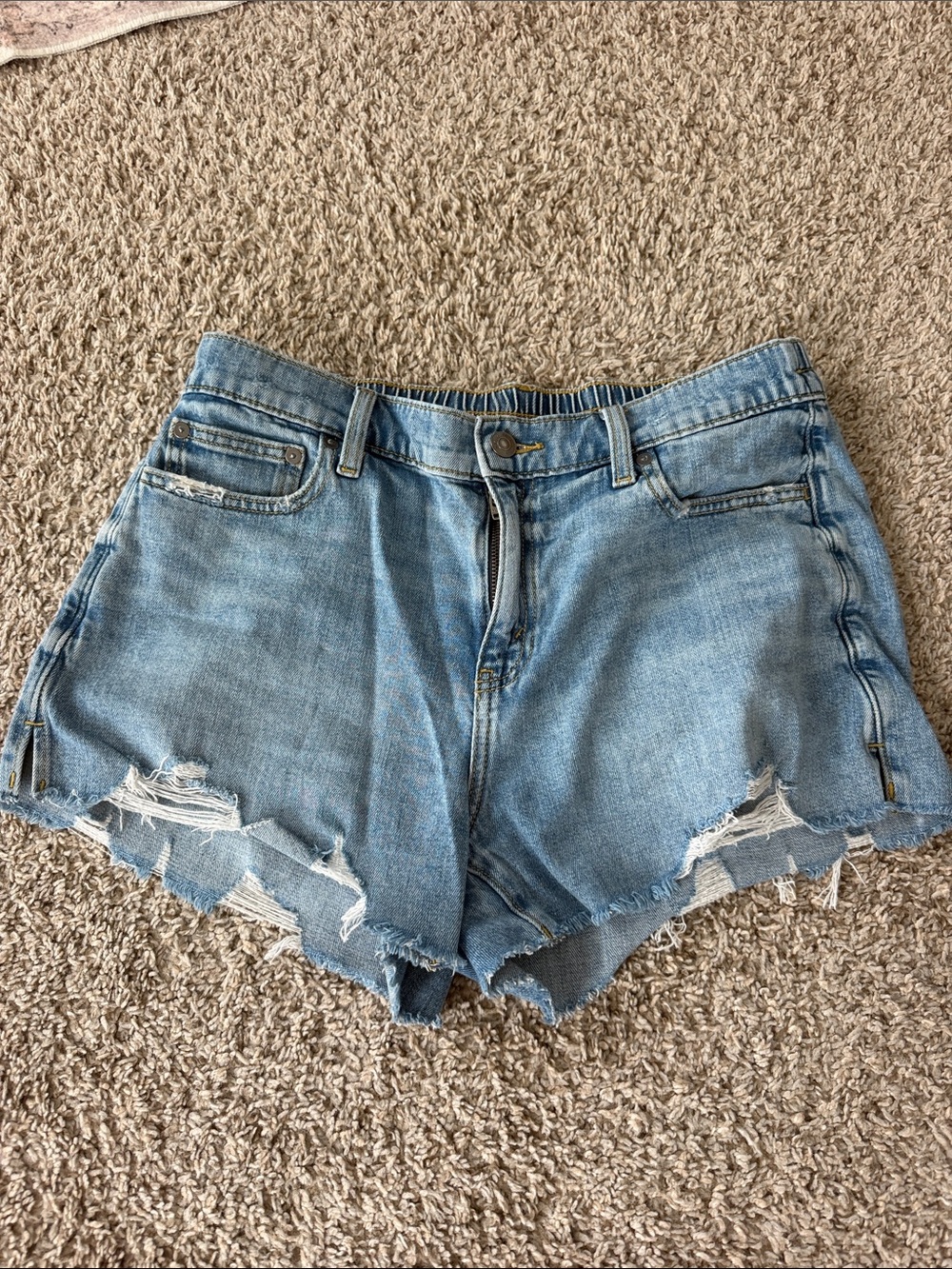 aerie Light Blue Distressed Denim Jean Shorts